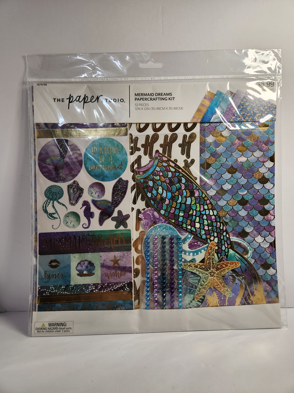 The Paper Studio Mermaid Dreams Papercrafting Scrapbooking Kit Turquoise, Purple